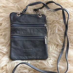 Franco Sarto Florence Italy Gray Leather Crossbody Travel Passport Bag